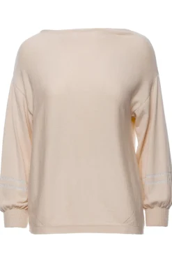 Discount Sweter z szerokimi rękawami i lampasem - beżowy Swetry