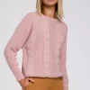 Online Sweter z szerokimi rękawami - różowy Swetry