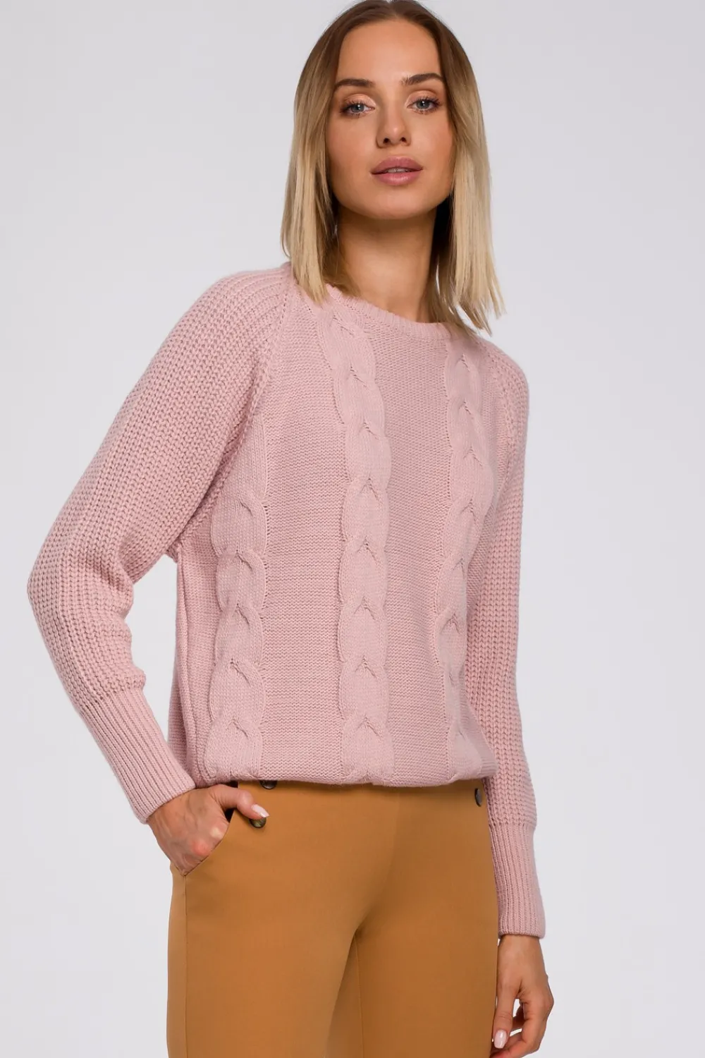 Online Sweter z szerokimi rękawami - różowy Swetry