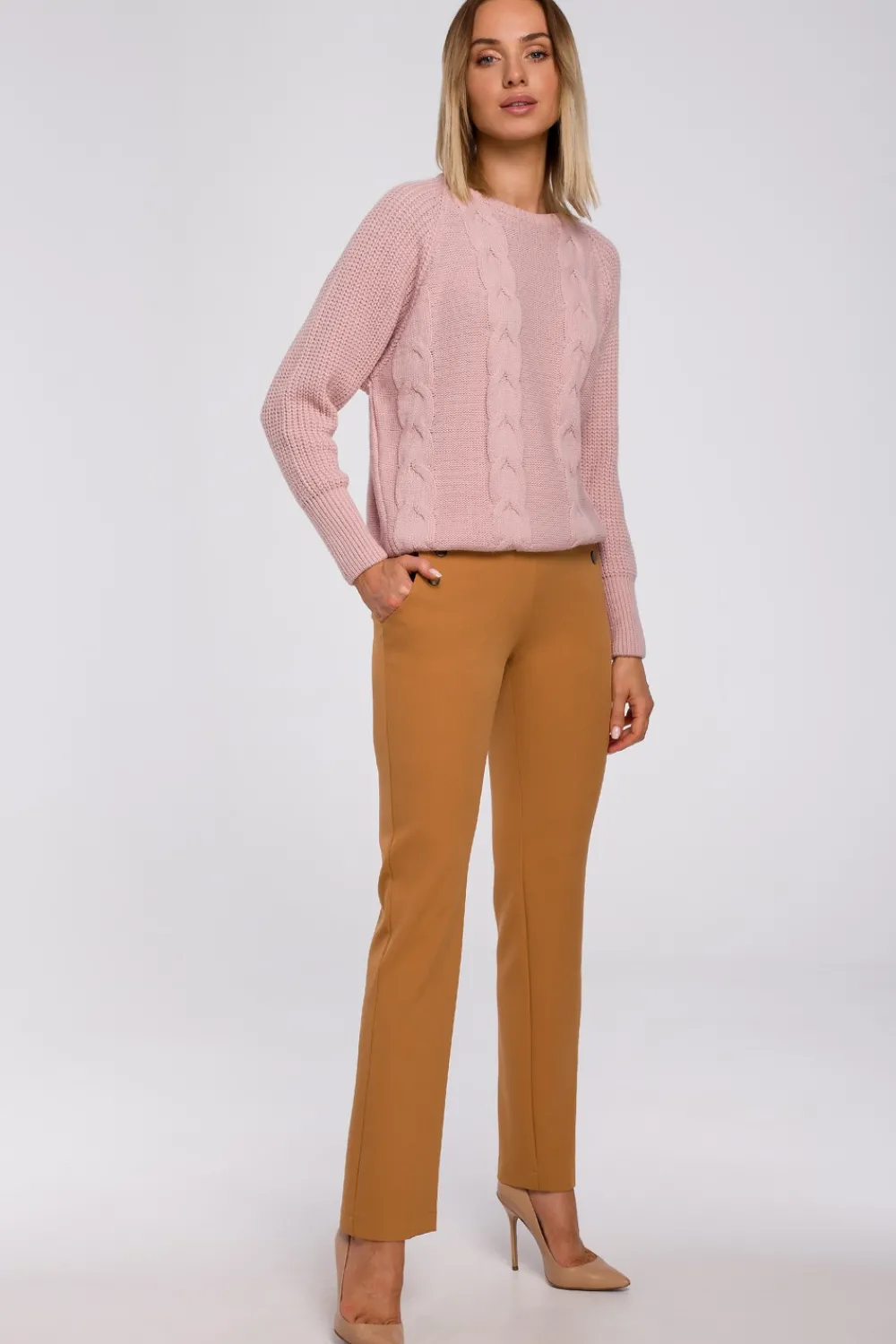Online Sweter z szerokimi rękawami - różowy Swetry