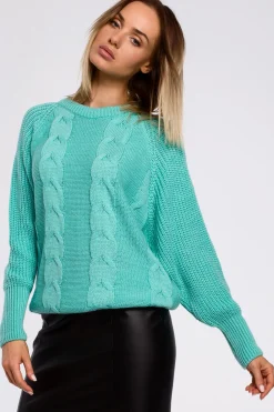 Sale Sweter z szerokimi rękawami - seledynowy Swetry