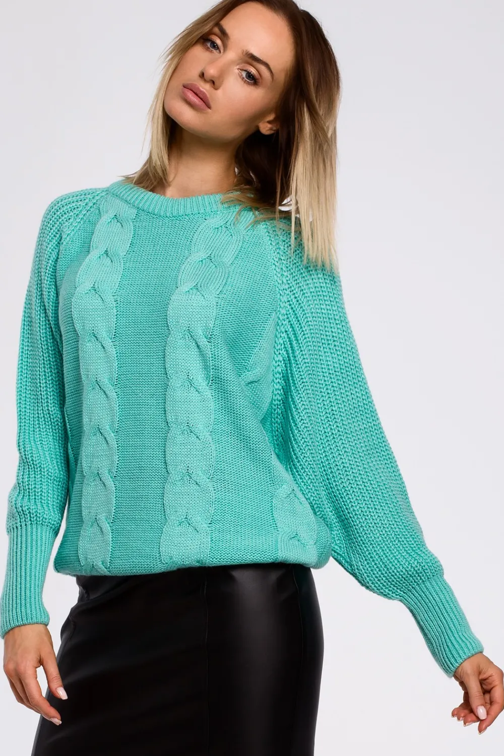 Sale Sweter z szerokimi rękawami - seledynowy Swetry