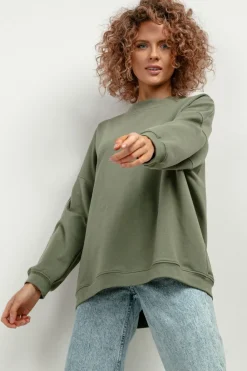 Hot zeroka buza daka z długii rękawai - zieona Bluzy|Odzież Casualowa