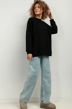 Sale zeroka buza daka z długii rękawai - czarna Bluzy|Odzież Casualowa