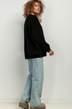 Sale zeroka buza daka z długii rękawai - czarna Bluzy|Odzież Casualowa