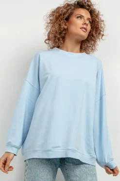 Discount zeroka buza daka z długii rękawai - janoniebieka Kolory I Printy Sezonu|Bluzy