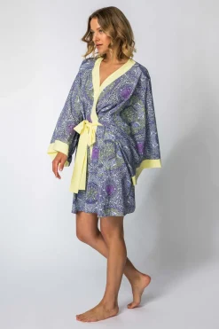 Online Szlafrok o kroju kimono z nadrukiem - model 1 Szlafroki