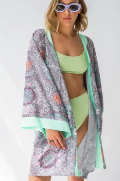 Discount Szlafrok o kroju kimono z nadrukiem - model 3 Szlafroki