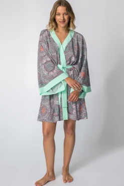 Discount Szlafrok o kroju kimono z nadrukiem - model 3 Szlafroki