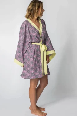 Outlet Szlafrok o kroju kimono z nadrukiem - model 2 Szlafroki