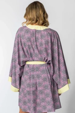 Outlet Szlafrok o kroju kimono z nadrukiem - model 2 Szlafroki