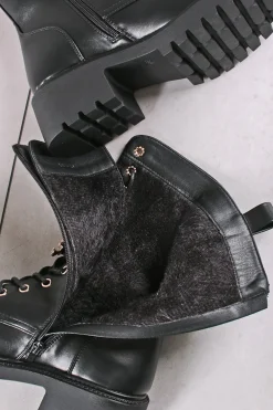 New Sznurowane buty Blair - czarne Botki
