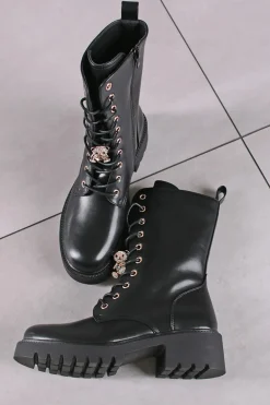 New Sznurowane buty Blair - czarne Botki