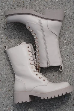 Sznurowane buty Blair - beżowe Botki