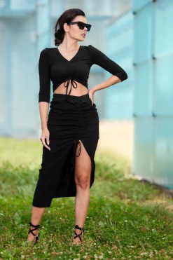 Hot Top daki z wiązanie - czarny Odzież Casualowa|Dobry Skład