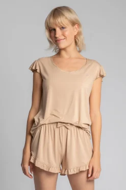 Best Top do pania bez rękawów z fabankai - cappuccino Piżamy