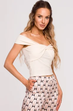 Online Top z dekote typu caren - śietankowy Odzież Casualowa|Dobry Skład