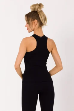 Sale Top z dzianiny prążkowanej - czarny Odzież Casualowa|Dobry Skład