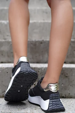 Trampki na platformie Yarky - czarno-złote Sneakersy