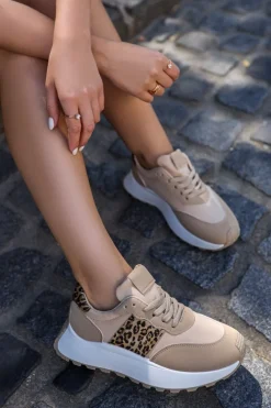 Outlet Trampki na platformie Yarky - beżowo-liliowe Sneakersy