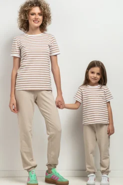 Discount T-hirt daki z krótki rękawe - biało-beżowy Odzież Casualowa|Dobry Skład
