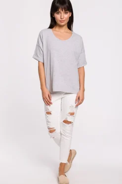 Online T-hirt overize z okrągły dekote - zary Odzież Casualowa|Bluzki