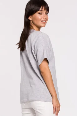 Online T-hirt overize z okrągły dekote - zary Odzież Casualowa|Bluzki
