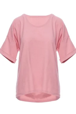 Sale T-hirt overize z okrągły dekote - różowy Odzież Casualowa|Bluzki