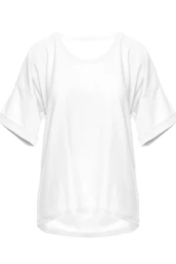 Hot T-hirt overize z okrągły dekote - ecru Odzież Casualowa|Bluzki