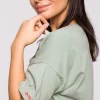 Clearance T-shirt oversize z okrągłym dekoltem - pistacjowy Odzież Casualowa|Bluzki