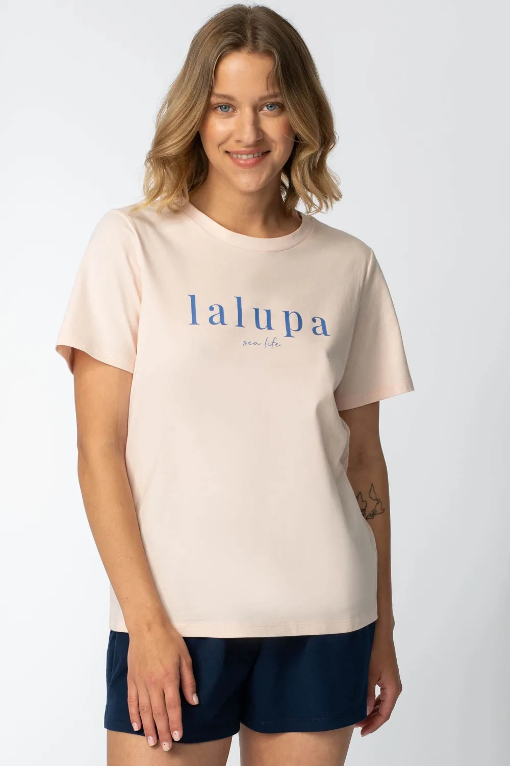 Hot T-hirt z nadrukie z przodu - brzokwiniowy Odzież Casualowa|Bluzki