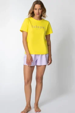Best T-hirt z nadrukie z przodu - żółty Odzież Casualowa|Bluzki