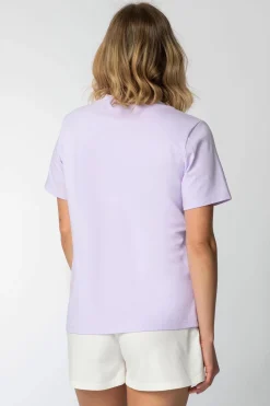 Hot T-hirt z nadrukie z przodu - wrzoowy Odzież Casualowa|Bluzki