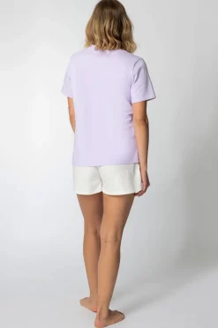 Hot T-hirt z nadrukie z przodu - wrzoowy Odzież Casualowa|Bluzki
