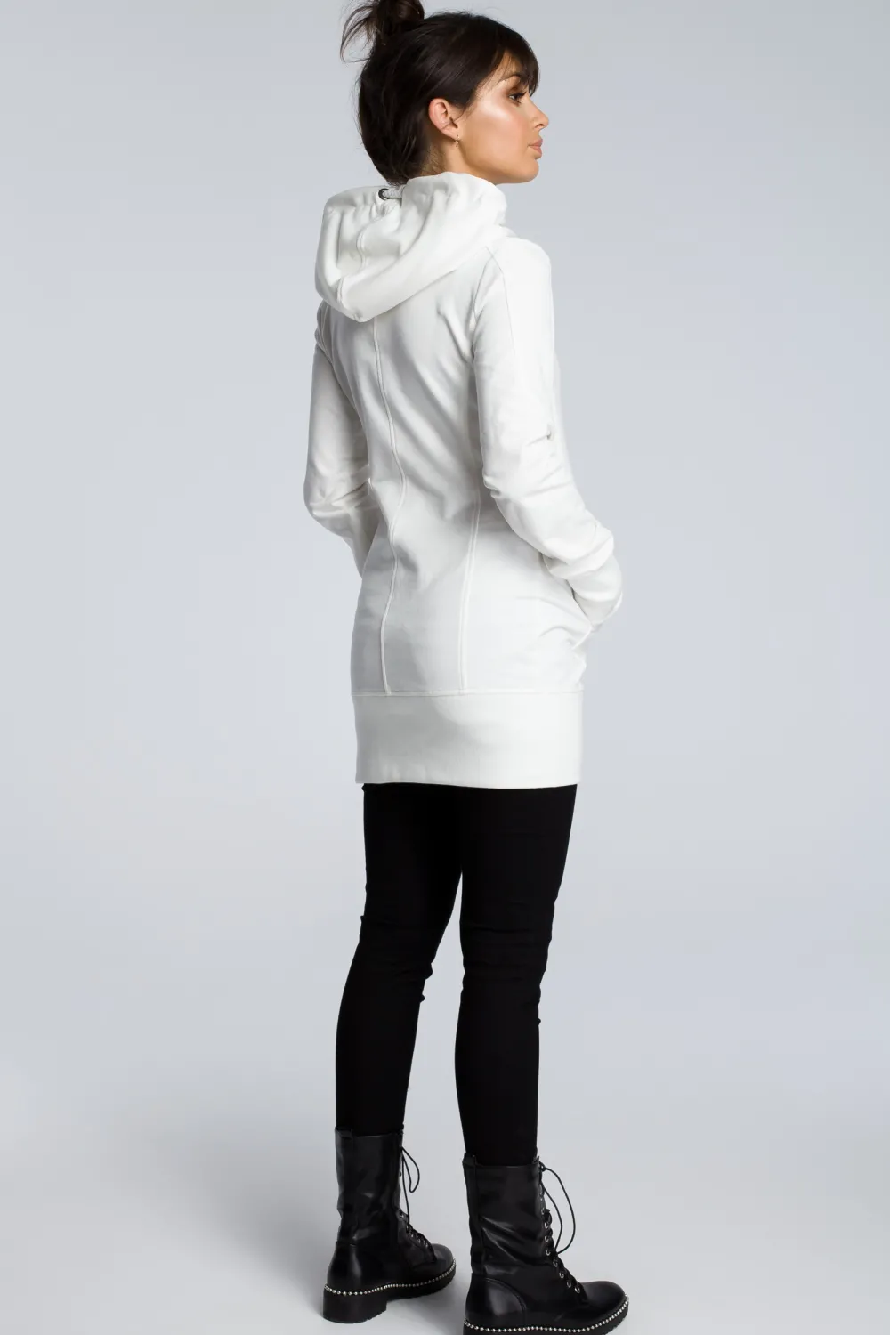 Sale Tunika z kapture - ecru Tuniki|Bluzy