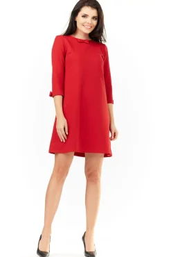 Clearance Urocza sukienka mini z rękawami 3/4 - czerwona Dobry Skład|Sukienki