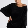 Discount Welurowa bluza damska oversize - czarna Odzież Casualowa|Bluzy