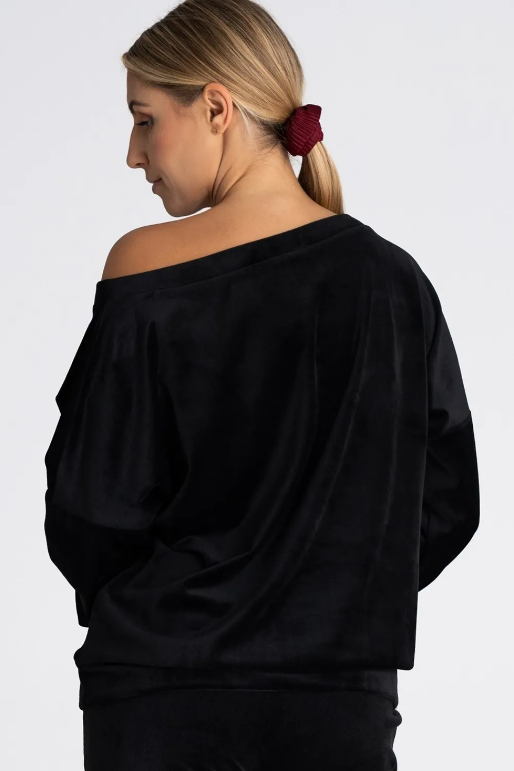 Discount Welurowa bluza damska oversize - czarna Odzież Casualowa|Bluzy