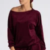 Welurowa bluza damska oversize - bordowa Odzież Casualowa|Bluzy