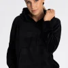 New Welurowa bluza z kieszenią kangurek - czarna Odzież Casualowa|Bluzy