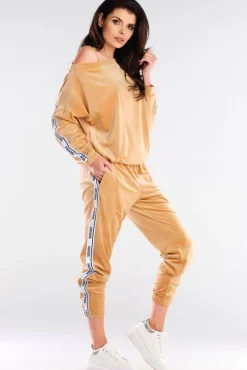 Outlet Weurowa buza z apaai - beżowa Odzież Casualowa|Bluzy