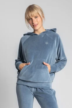 Best Weurowa buza z nietoperzowyi rękawai - niebieka Odzież Casualowa|Bluzy