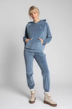 Best Weurowa buza z nietoperzowyi rękawai - niebieka Odzież Casualowa|Bluzy