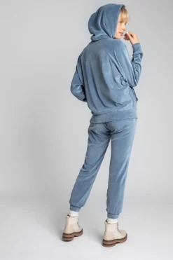 Best Weurowa buza z nietoperzowyi rękawai - niebieka Odzież Casualowa|Bluzy