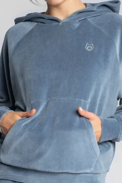 Best Weurowa buza z nietoperzowyi rękawai - niebieka Odzież Casualowa|Bluzy
