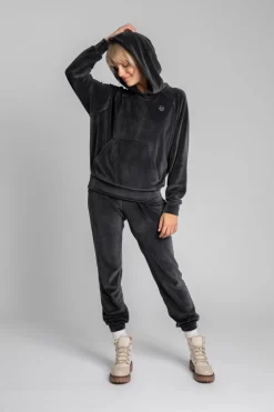 Outlet Weurowa buza z nietoperzowyi rękawai - grafitowa Odzież Casualowa|Bluzy