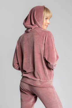 Sale Weurowa buza z nietoperzowyi rękawai - brudny róż Odzież Casualowa|Bluzy