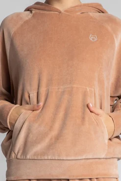 Sale Weurowa buza z nietoperzowyi rękawai - beżowa Odzież Casualowa|Bluzy