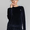 Welurowa bluza z raglanowymi rękawami - granatowa Odzież Casualowa|Bluzy