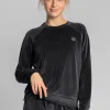 Sale Welurowa bluza z raglanowymi rękawami - grafitowa Odzież Casualowa|Bluzy